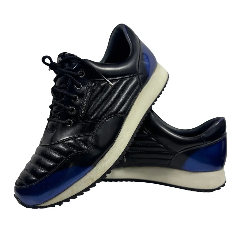 United Nude Sneakers Mens 9 Black Blue Quilted Leather Low Top Shoes